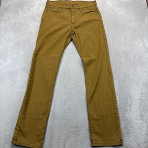 Levi's 513 Pants 32x34 Slim Straight Brown Tobacco Stretch‎ Twill Preppy Trouser